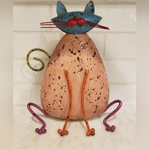 Whimsical Metal Cat Sculpture